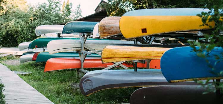 canoes at a camp for an event