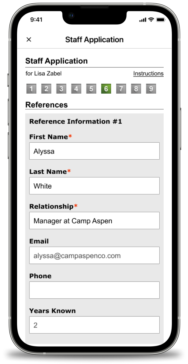 Streamlined Staff Application Form with Campminder